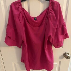 SHEIN Fuchsia Blouse with Ruffled Sleeves